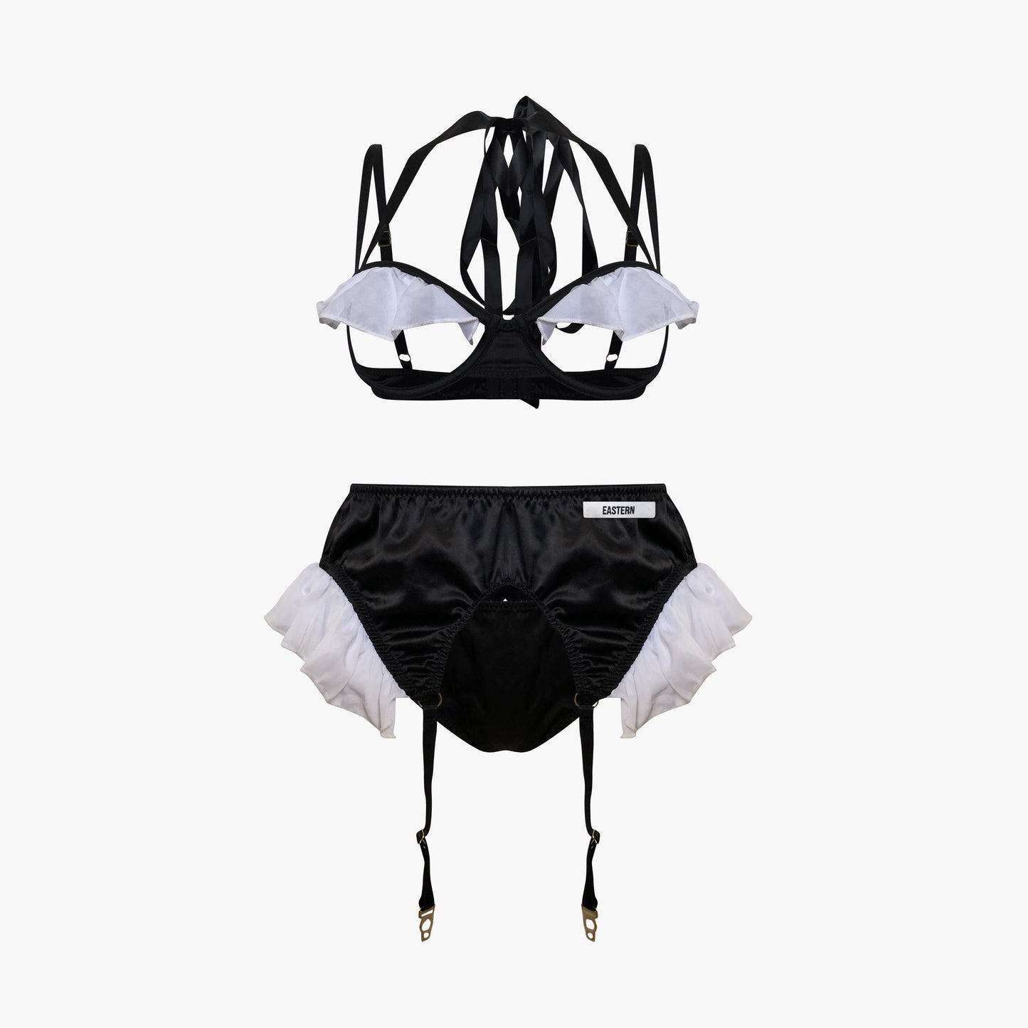 Black and White Open Lingerie Set (3 pieces)